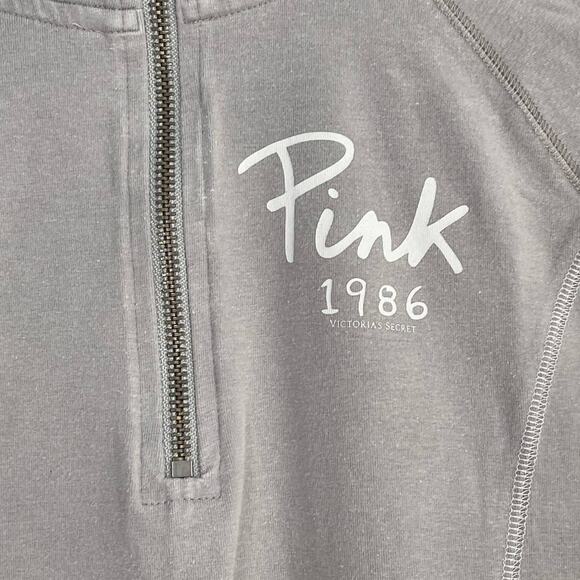 Victoria's Secret Pink Yoga Gray Quarter Zip Pullover Athletic Jacket Size Small - Picture 8 of 9